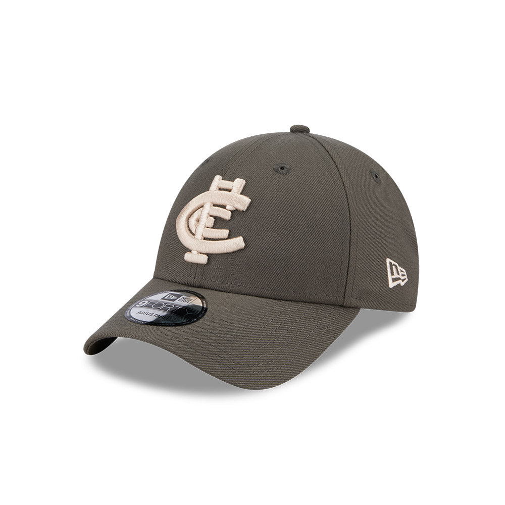 Carlton Blues Hat - AFL 2025 Dusty Charcoal Grey 9Forty Strapback Cap - New Era